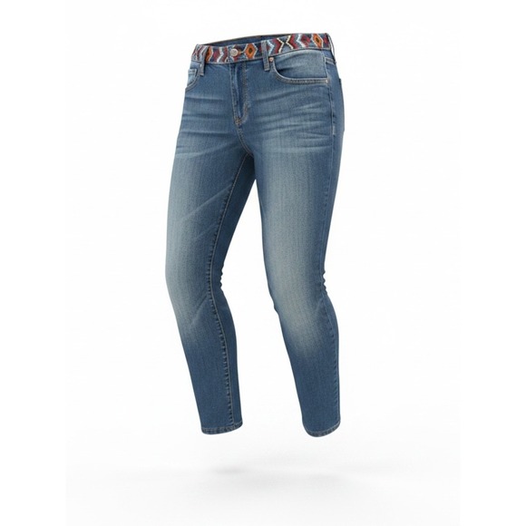 DRIFTWOOD Denim - DRIFTWOOD Slim Embroidered Waist Skinny Jeans - Blue Audrey